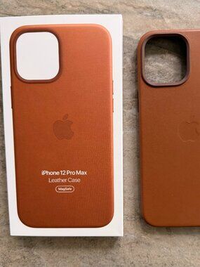 OEM Apple iPhone 12 Pro Max Saddle Brown Leather Case w/MagSafe EXCELLENT Used